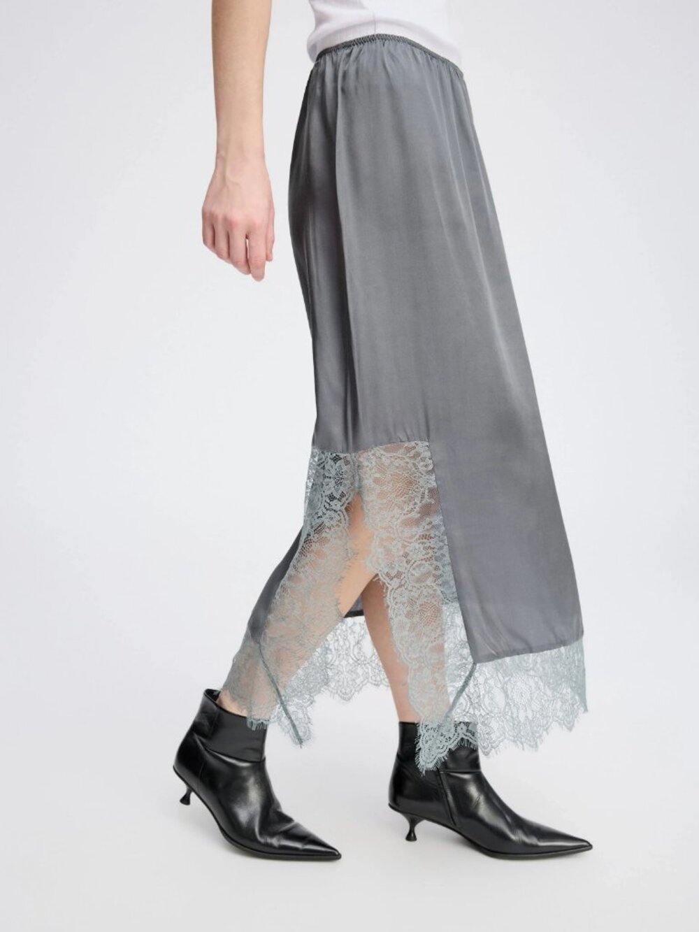 Munthe "Ravin" Slip Skirt w Lace in Grey, size 34. Fits like US 2/4 - Picture 10 of 12
